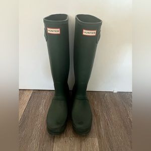 Green hunter rain boots